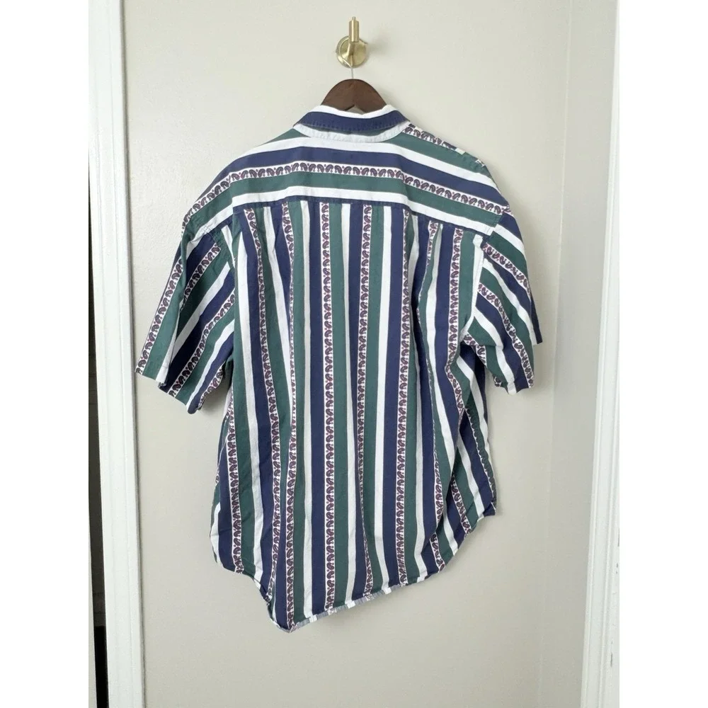 Vintage 90s Vertical Striped Button Down Shirt S/S Coastal Skater TSITP‎ Mens XL - Picture 6 of 8